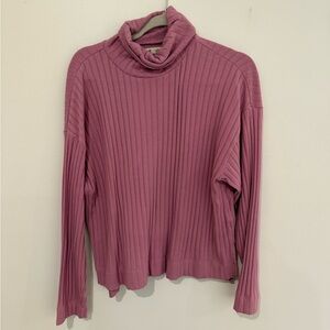 Madewell Dusty Pink Ribbed Turtleneck Sweater